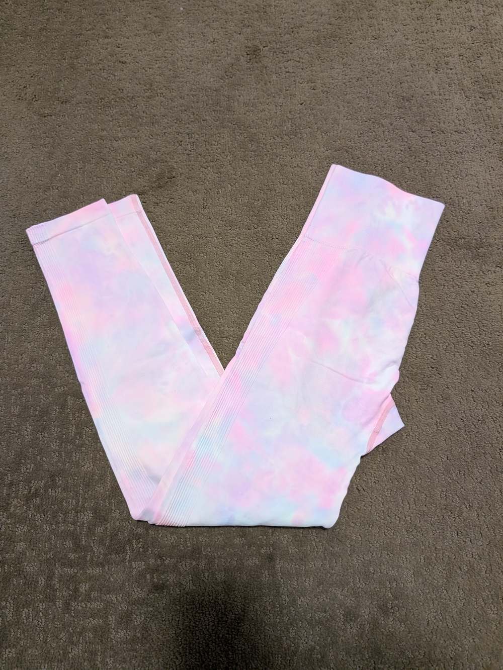 Women's Seamless Sculpting Tie-Dye Pastel Leggings - Pink/Blue